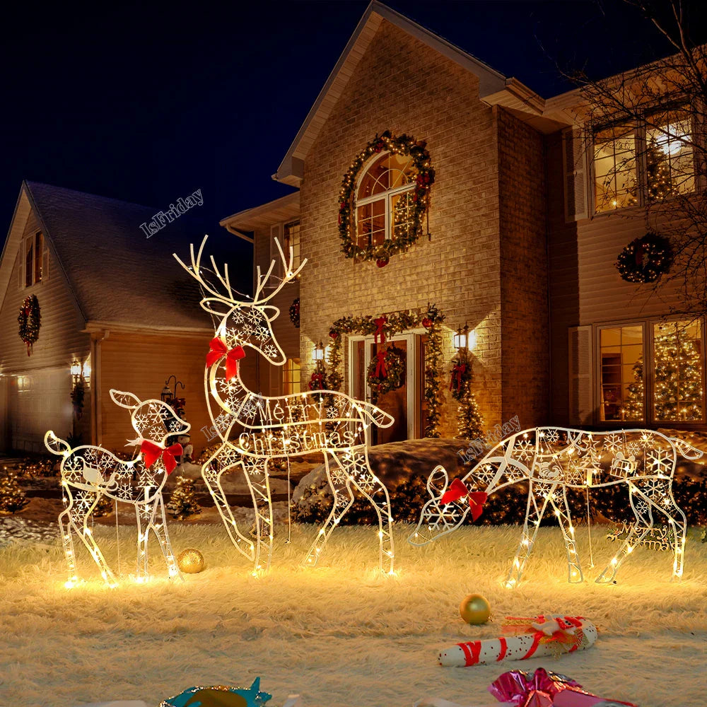 3PCS Handmake Iron Art Elk Deer Christmas Garden