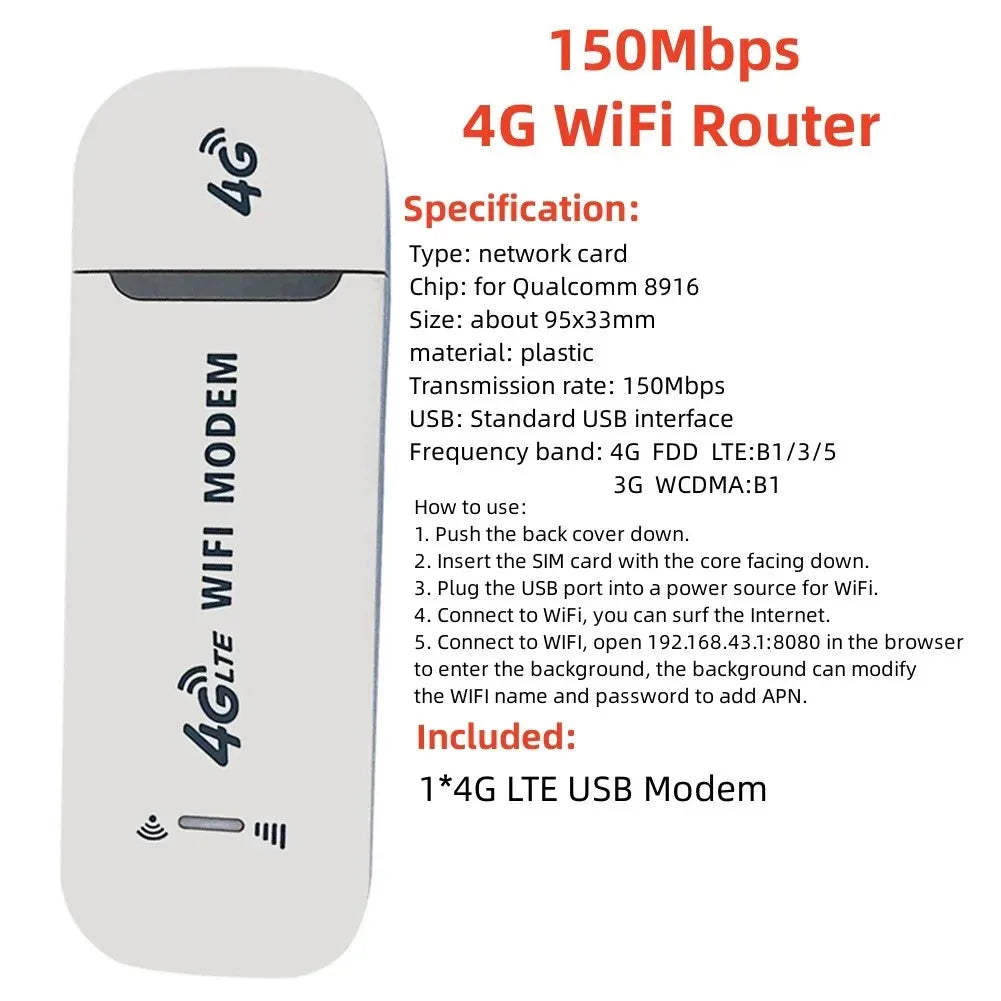 4G Wireless Router 150Mbps Network Modem4G Wifi Router
