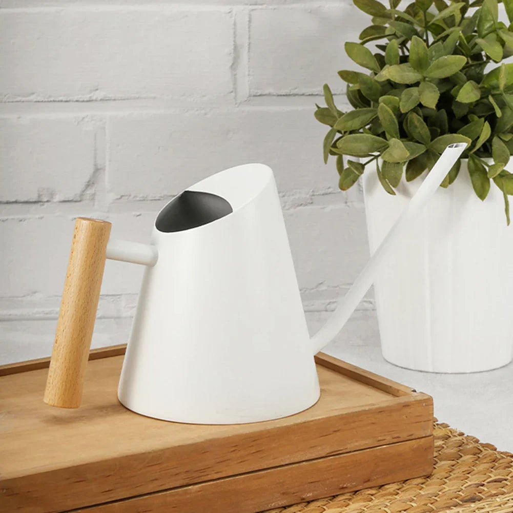 Stainless Steel Watering Pot With Long Spout Wood