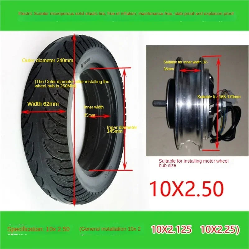 10x2.50 Solid Tire for Kugoo M4 & Dualtron Electric Scooters
