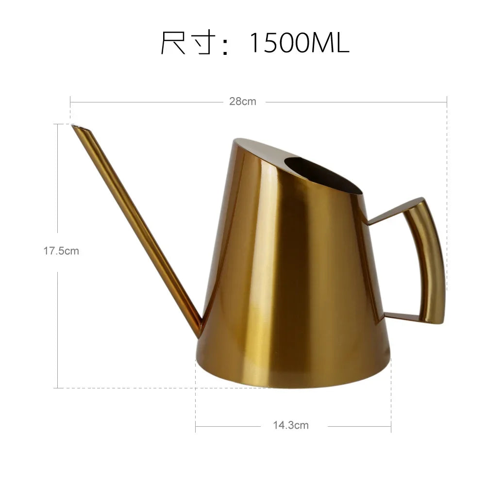 Stainless Steel Long Spout Watering Cans Golden Bronze