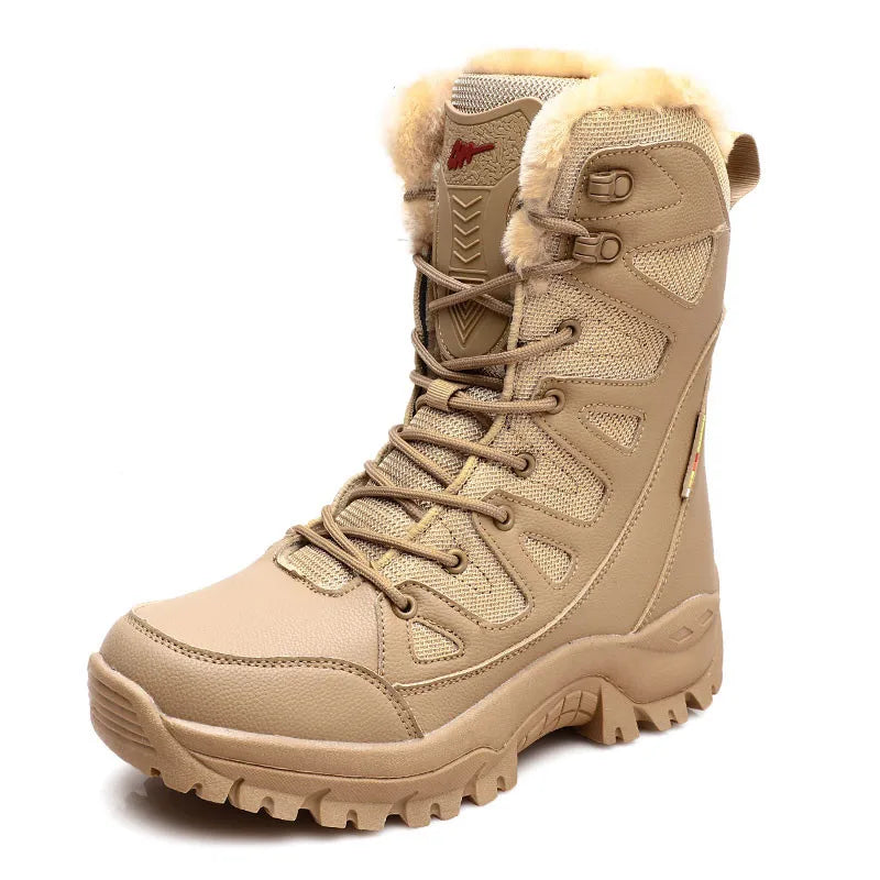 New Warm Plush Snow Boots Men Lace Up