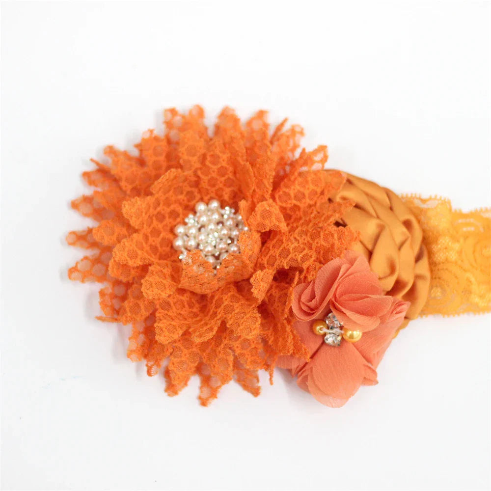 Baby girls Flower Headband Newborn Infant Pearl Flowers