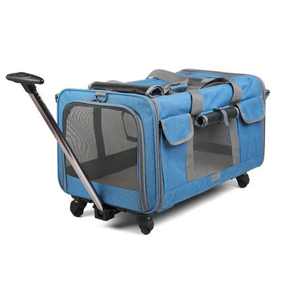 Portable Pet Trolley Case Detachable Universal Wheel Breathable