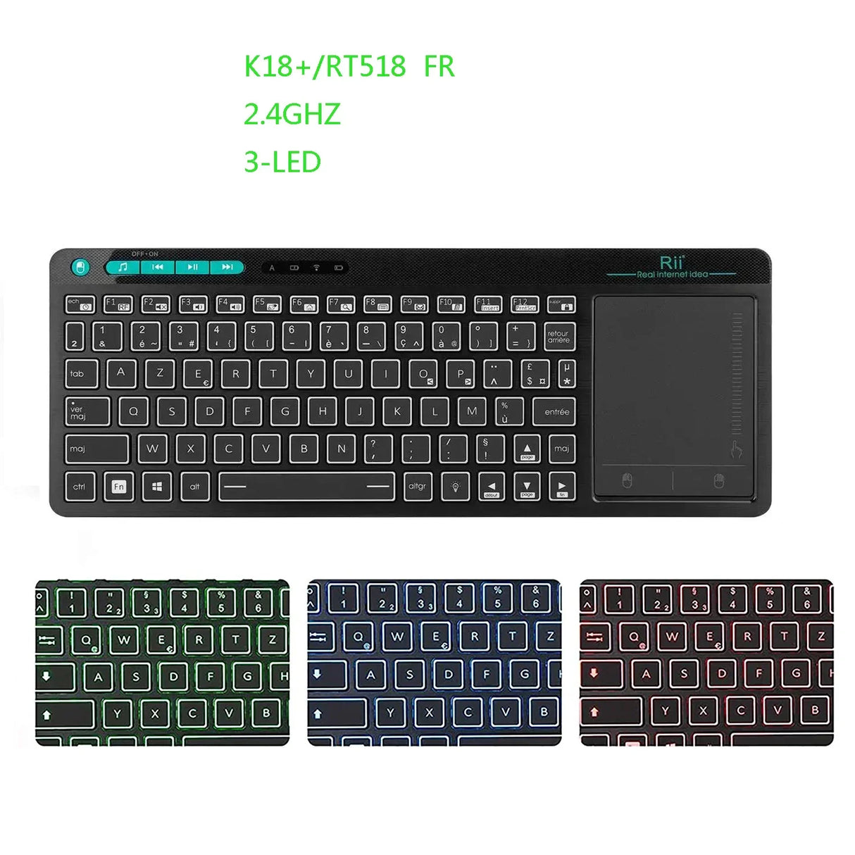 Rii K18Plus/K18S 2.4G Wireless Keyboard with Touchpad Mouse