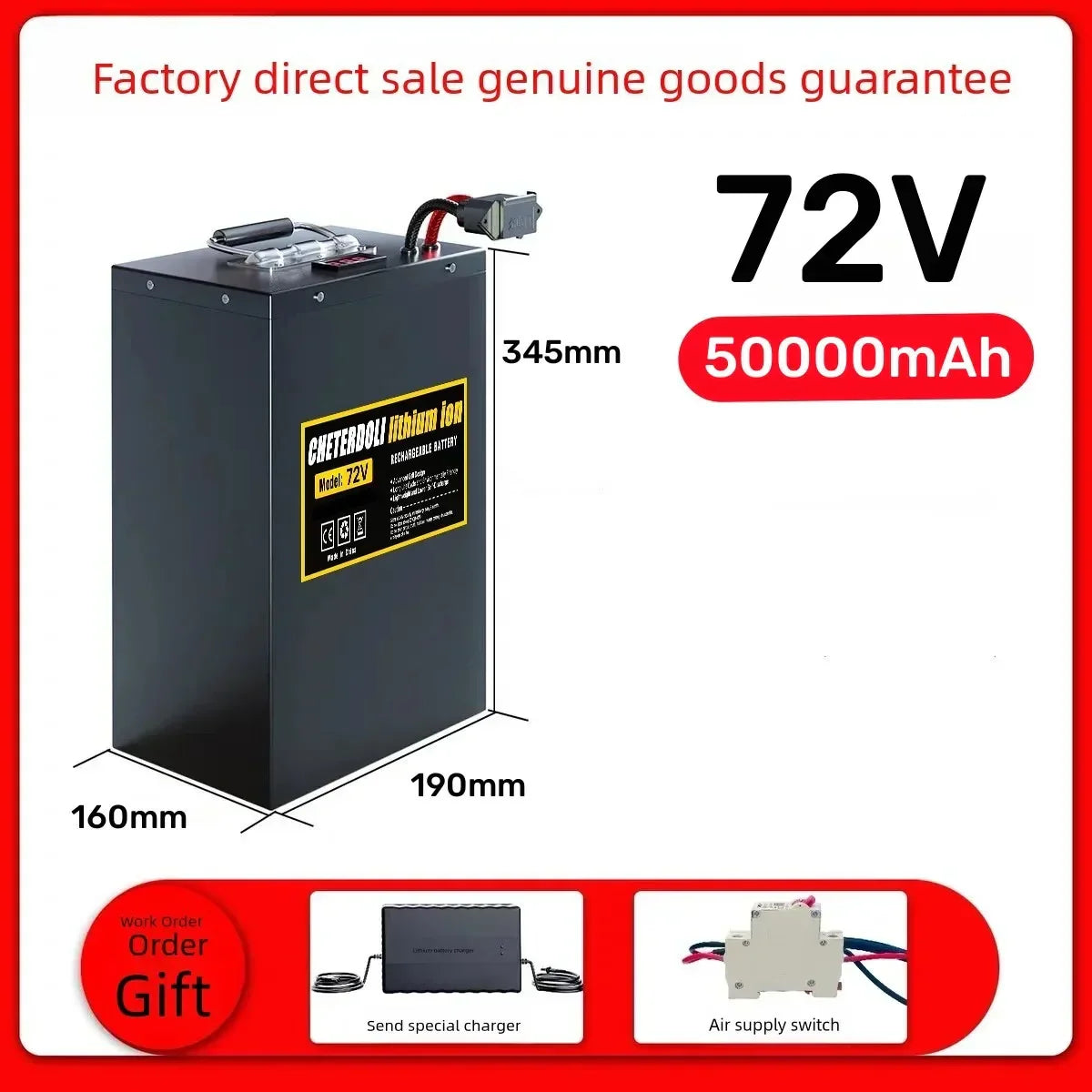 72V 50Ah Ebike Lithium Battery 60V 72V 30Ah