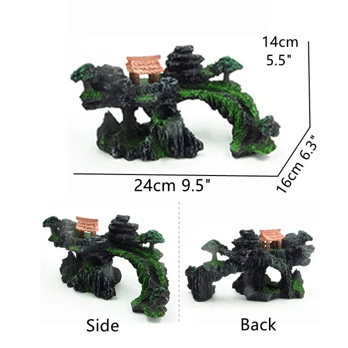 Large Resin Aquarium Fish Tank Mountain View Oranment