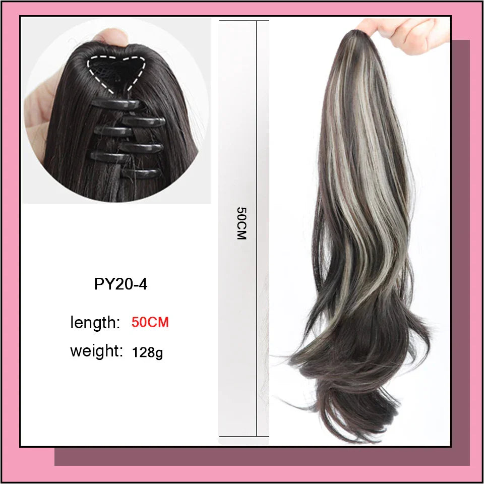 AS Long Wavy Straight Claw Clip On Ponytail