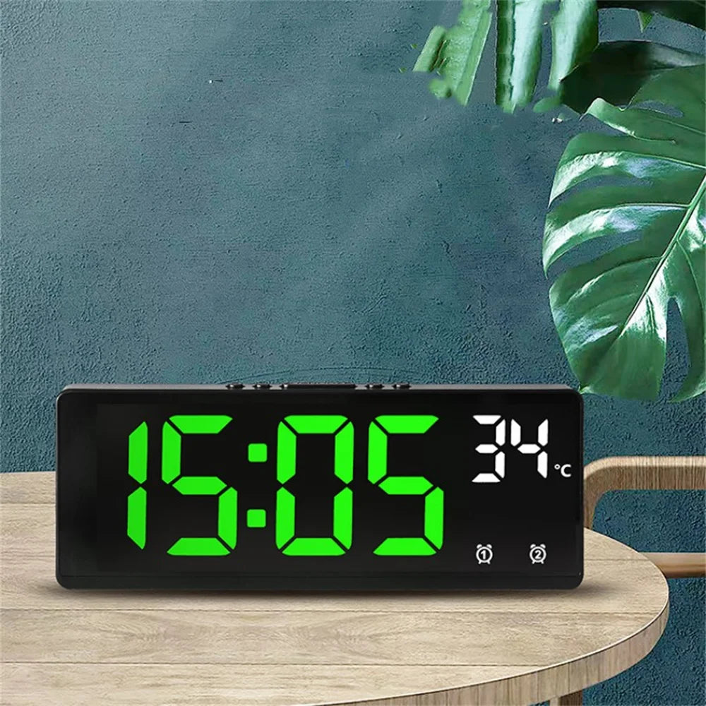 Voice Control Digital Alarm Clock Temperature Dual Alarm