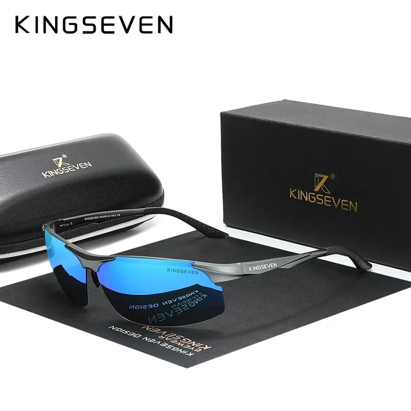 KINGSEVEN Genuine Polarized Men Aluminum Sunglasses Driving Mirror