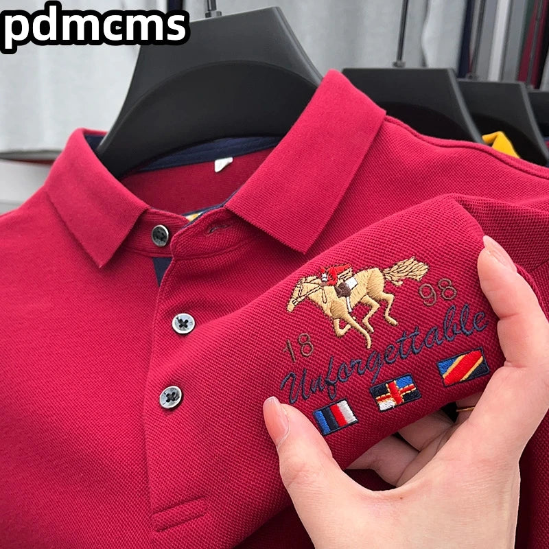 High Quality Luxury Men's Polo Shirt Autumn Lapel
