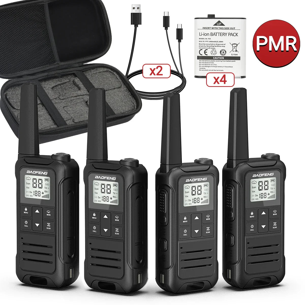 4PCS Baofeng F22 PMR446 /FRS Walkie Talkie Portable