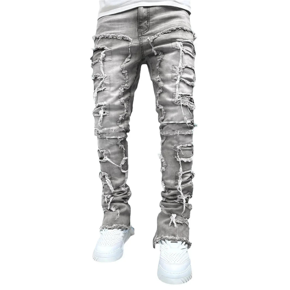 Streetwise Stretch Patch Jeans For Men Bottom Baggy
