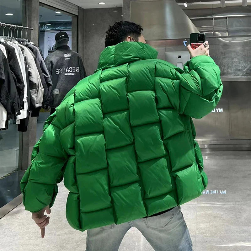 Winter Men's Cotton Padded Jacket Puffer Loose Solid