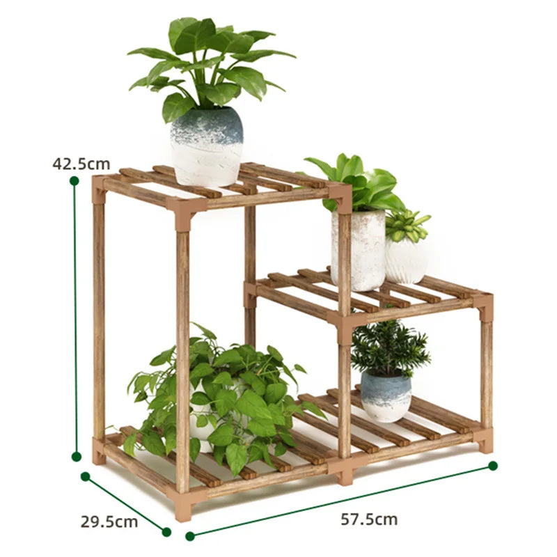 4/5-Shelves Plant Flower Stand Indoor Outdoor Wooden Plants