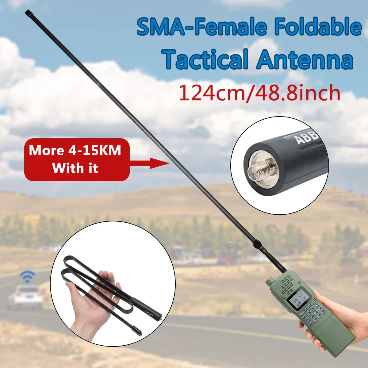 ABBREE Walkie Talkie Foldable CS Tactical Antenna For
