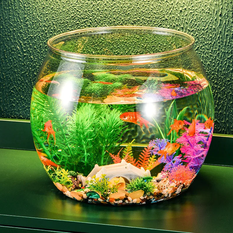 Plastic Transparent Fish Tank Aquariums Goldfish Bowl Round