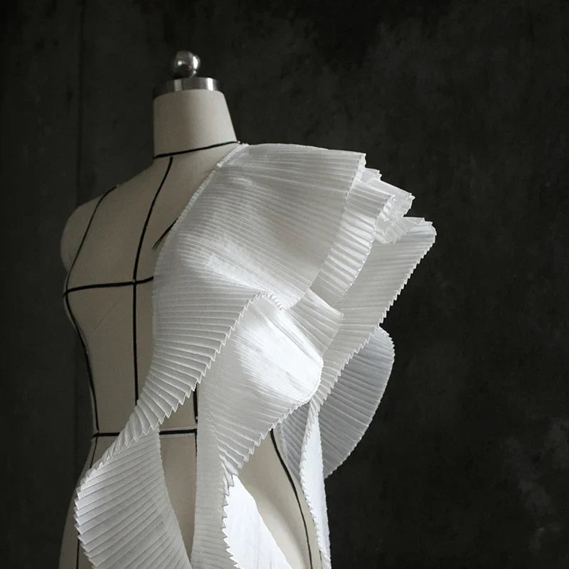 Width 17CM White Organ Pleated Singlelayer Pleated Wavy