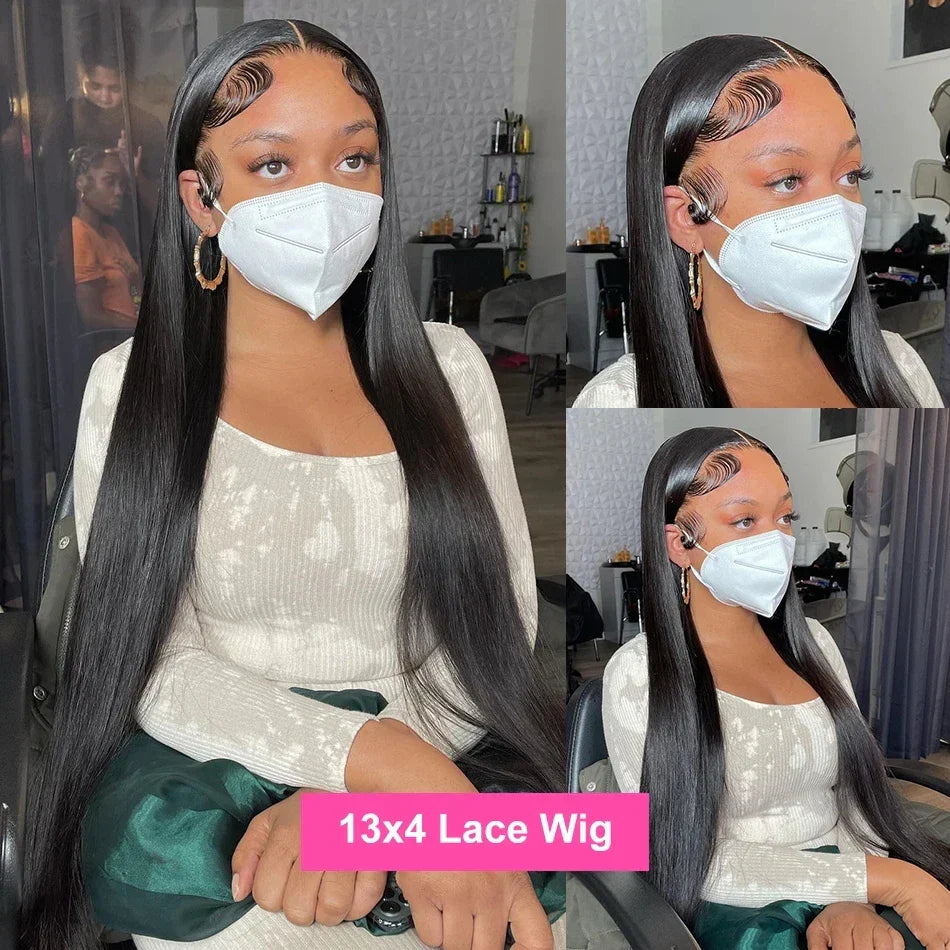 Brazilian Bone Straight 13x4 Transparent Lace Front Wigs