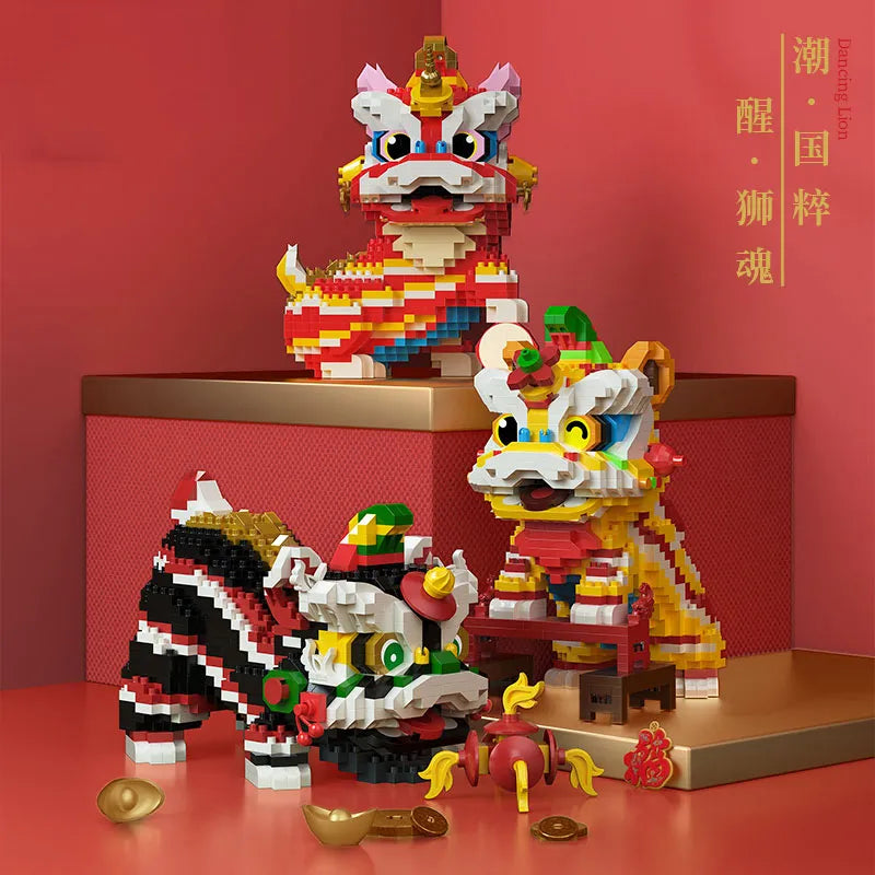 Chinese Lion Dance Building Blocks Mascot Assemble Small