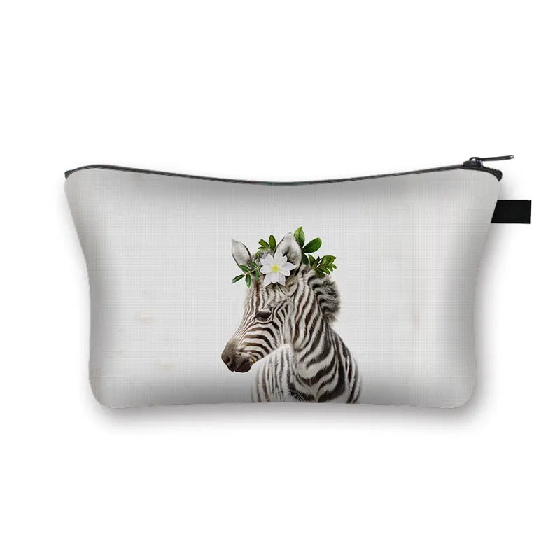 Animal Print Cosmetic Bag Women Makeup Bag Kawaii