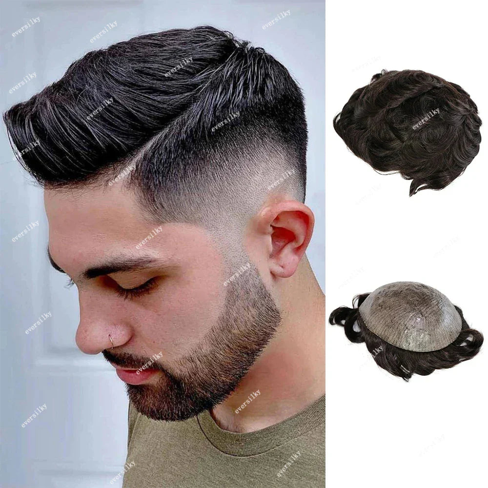 Natural Hairline Super Durable Mens Toupee Brown Blonde