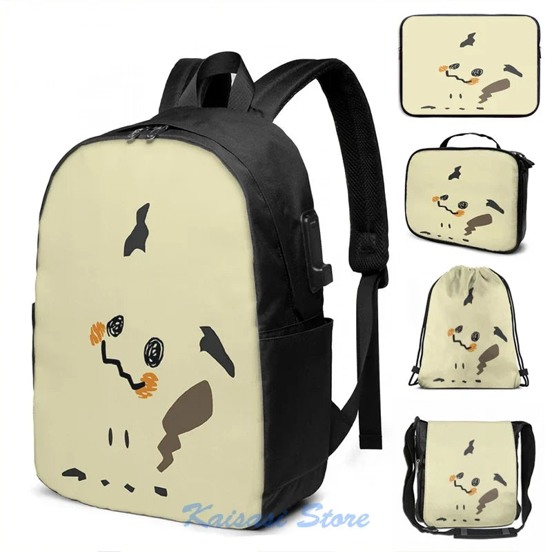 Funny Graphic print Mimikyu USB Charge Backpack men