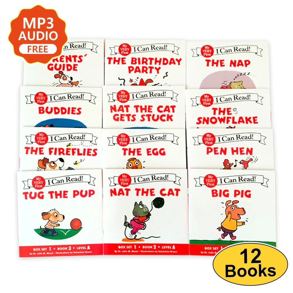 12Books/set Biscuit Series Phonics English Picture Books "I