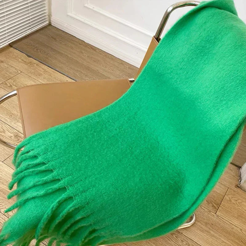 Luxury Cashmere Bright Solid Color Women Scarf Winter