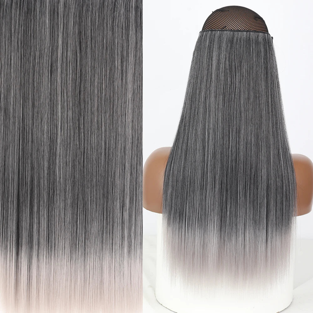 MERISIHAIR Synthetic No Clip Invisible Wire Hair Extensions