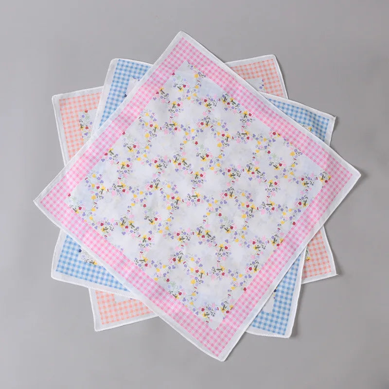 3Pcs 43x43cm Square Flower Printed Lady Women Handkerchiefs