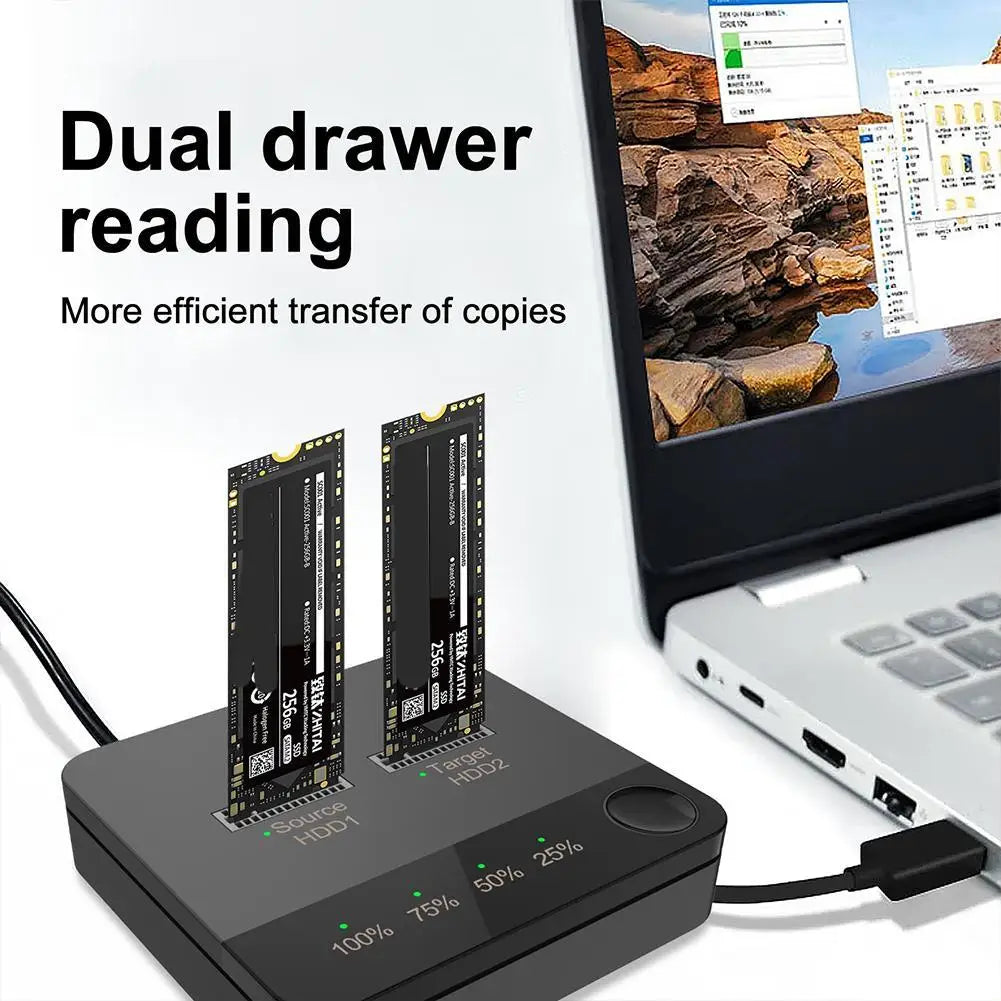 USB 3.1 M.2 SATA Dual-Bay NGFF SSD Enclosure