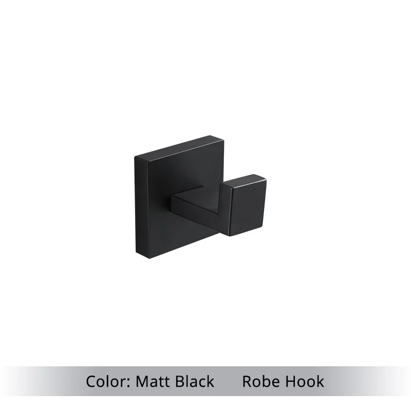 Bathroom Hardware Set Accessories Matt Black Shelf Robe