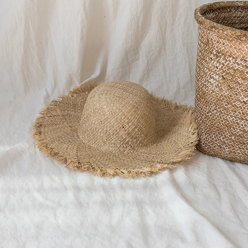 2024 Handmade Big Brim Hat Oversized Tassel Burrs