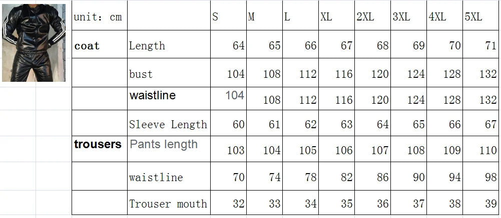 Men's PU Leather Hoodie Suit Casual Sportswear Hooded