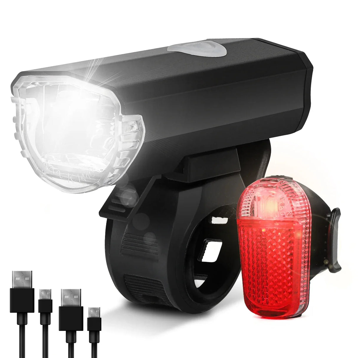 FUNWICT Bicycle Light Set USB StVZO Headlight LED