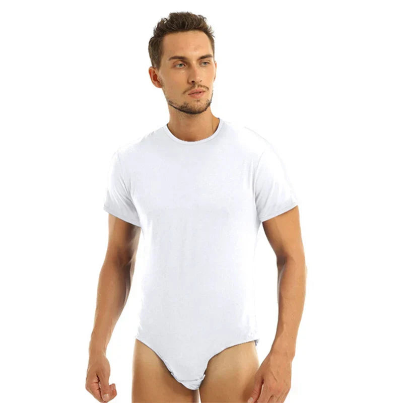 2023 Men T Shirt Bodysuit Sexy Short Sleeve
