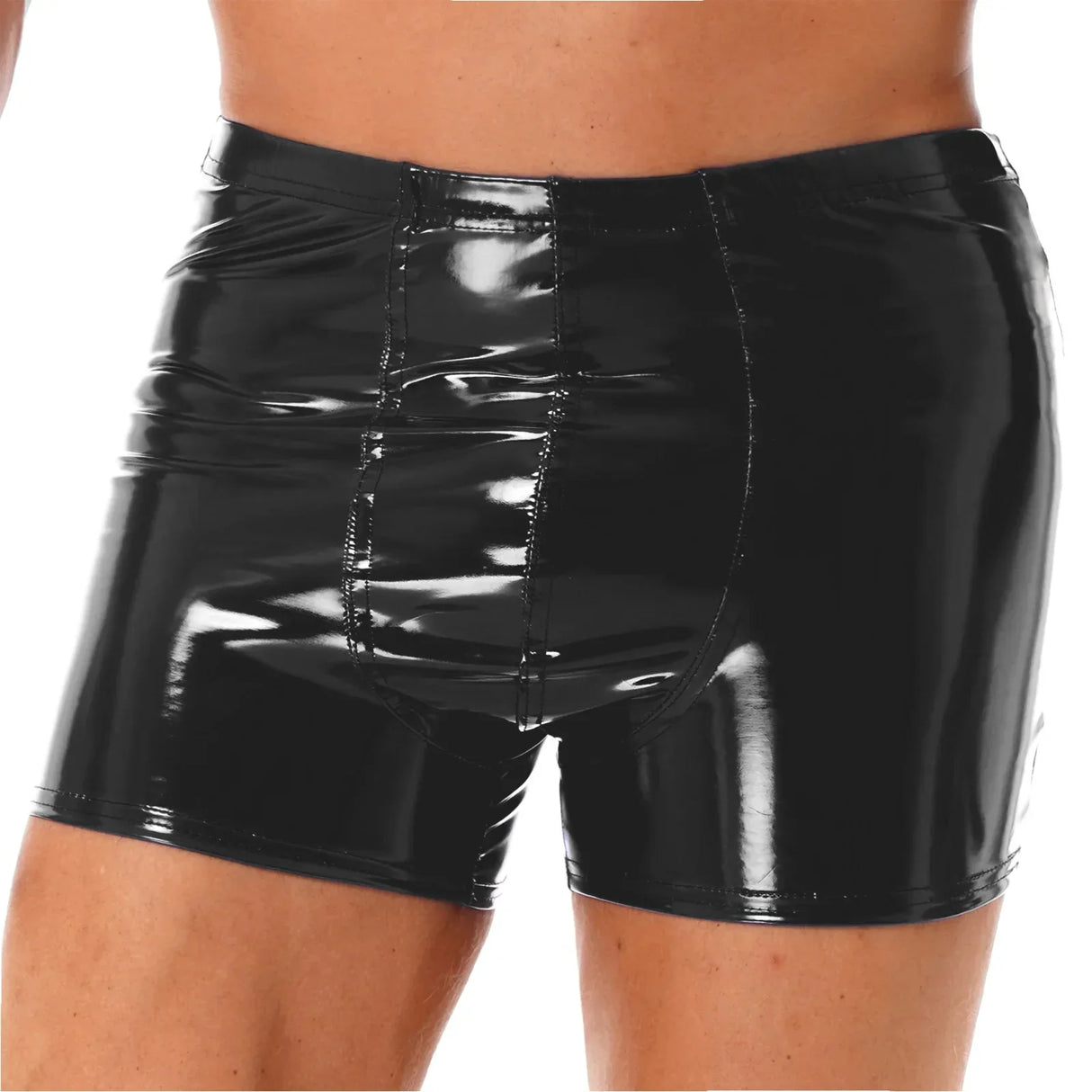 Sexy Mens Wet Look Patent Leather Boxer Briefs