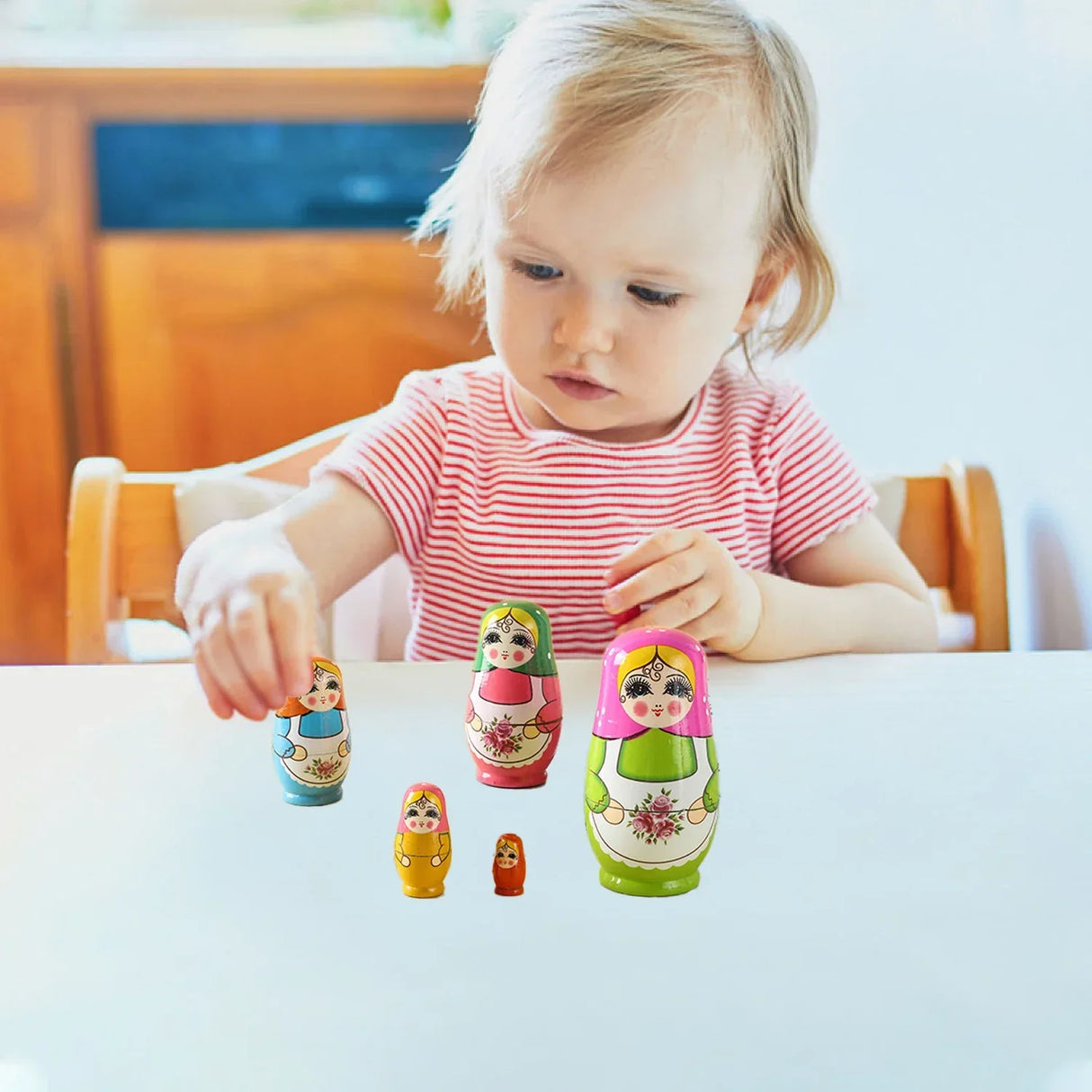 5PCS Matryoshka Dolls Nesting Dolls Cute Wood Russian