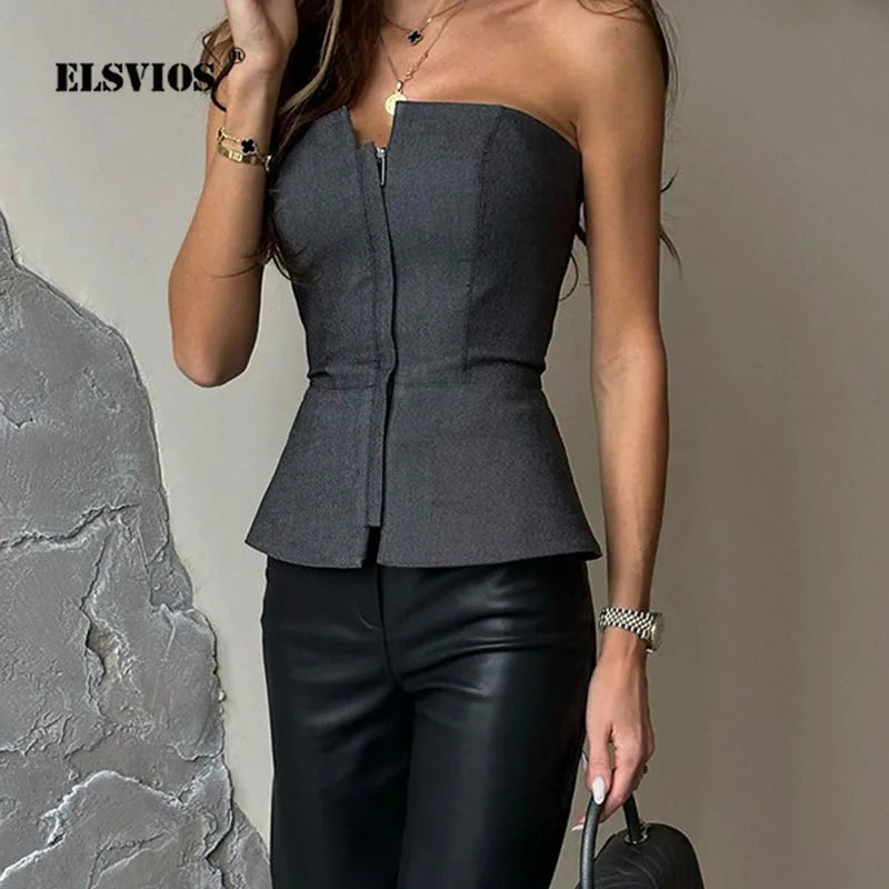 Spring Summer New Sexy Off-shoulder Sleeveless Slim Blouses
