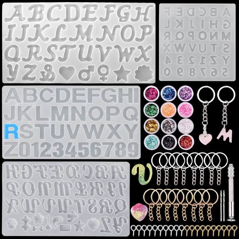 Alphabet Resin Molds Kit Backward Letter Number Silicone