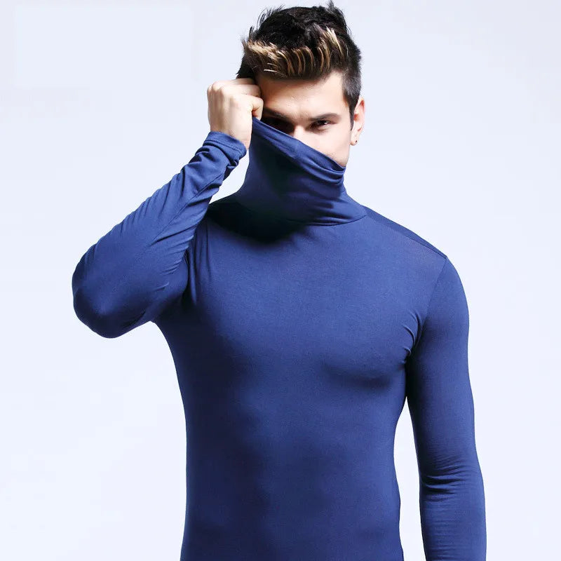 High Collar Undershirts Men Long Sleeve Tops Thermal