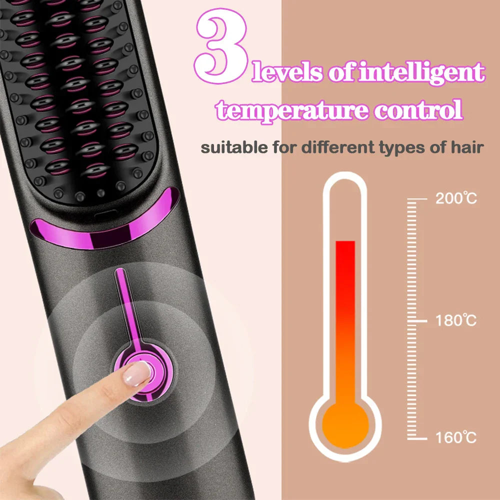Electric Hair Brushes Wireless Hair Straightener Brush for