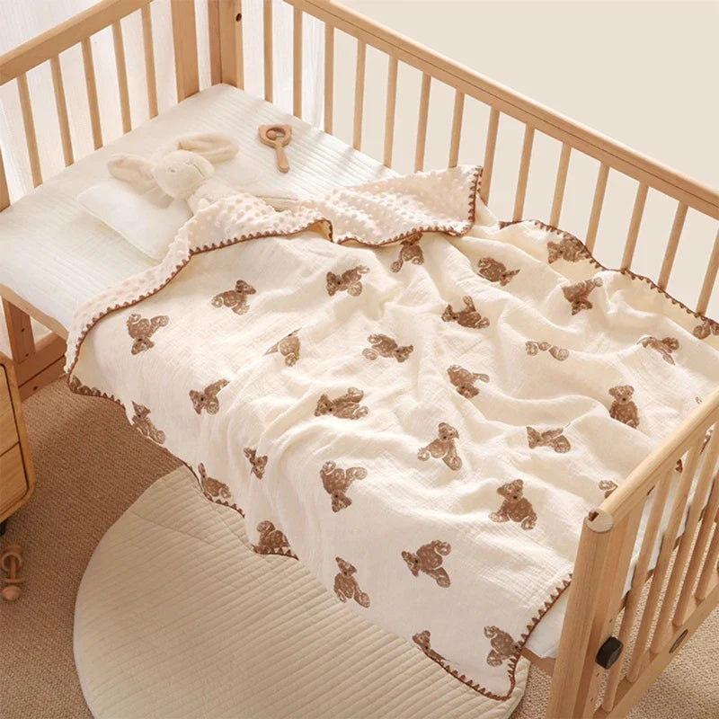 3D Minky Dot Baby Blanket Newborn Cotton Gauze