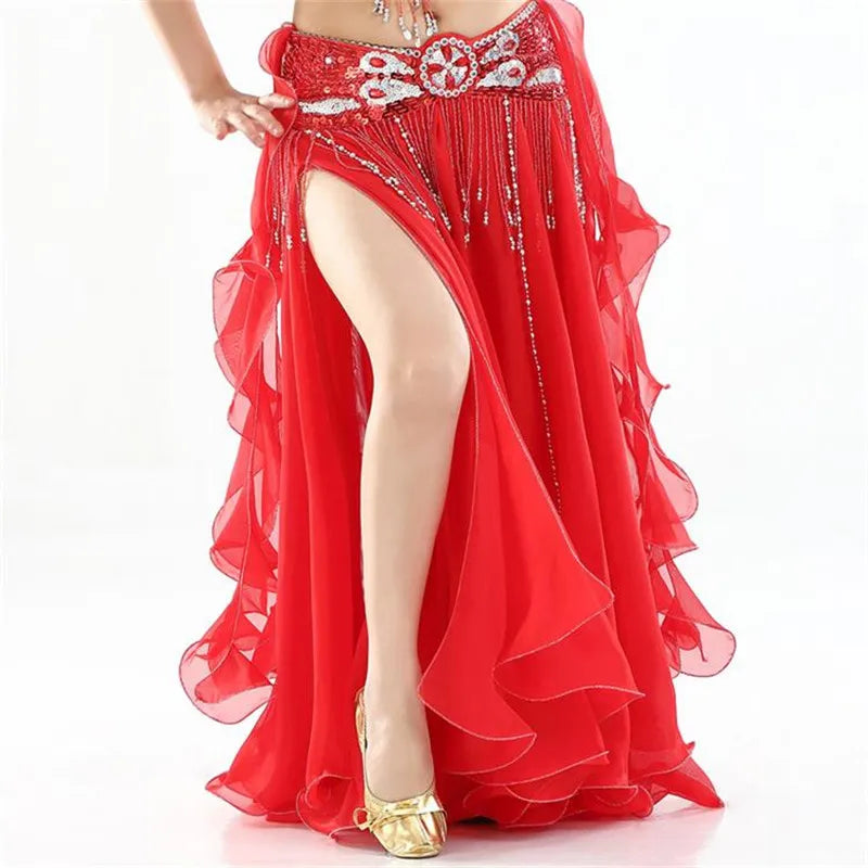 2022 New Belly Dancing Skirt Woman Chiffon Split