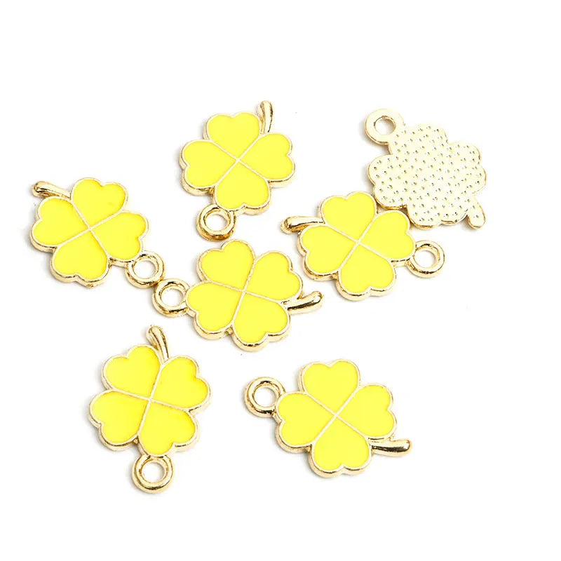 Dopamine Fourleaf Clover Enamel Charms 20pcs DIY Necklace