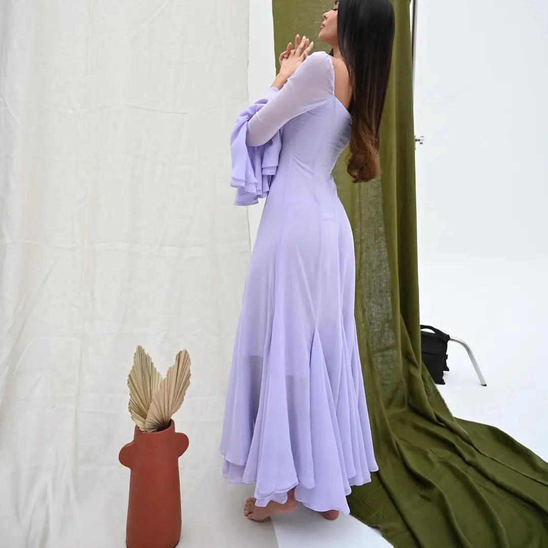 Lilac Halter Chiffon Prom Dresses 2023 Arabia Fashion