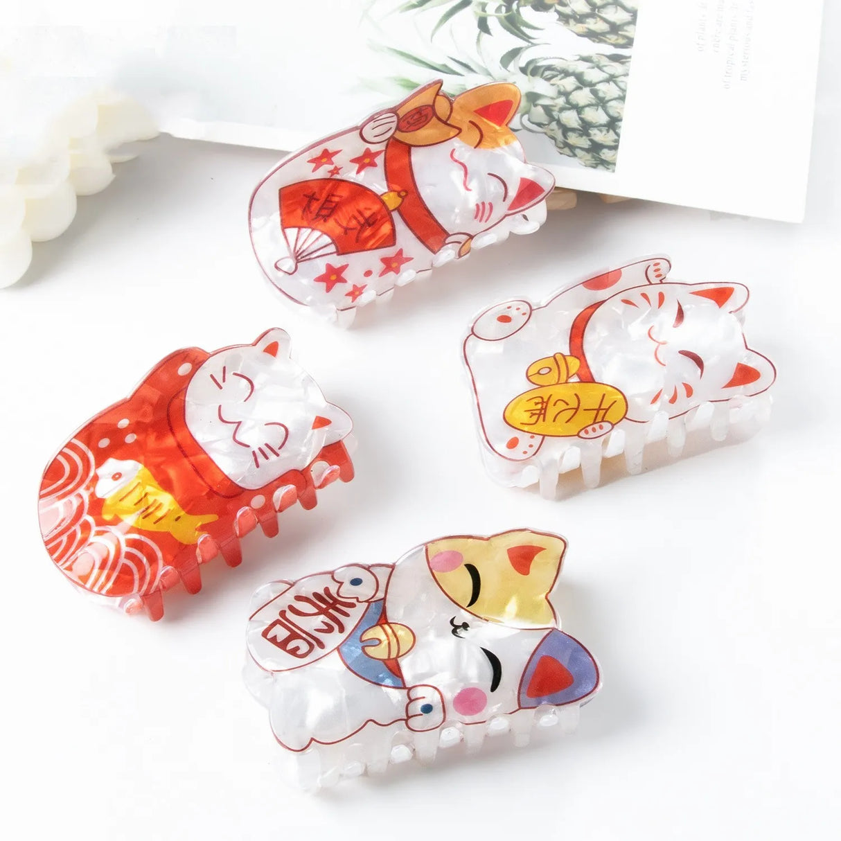 Muweordy New Fortune Cat Hair Clips Cartoon Claw