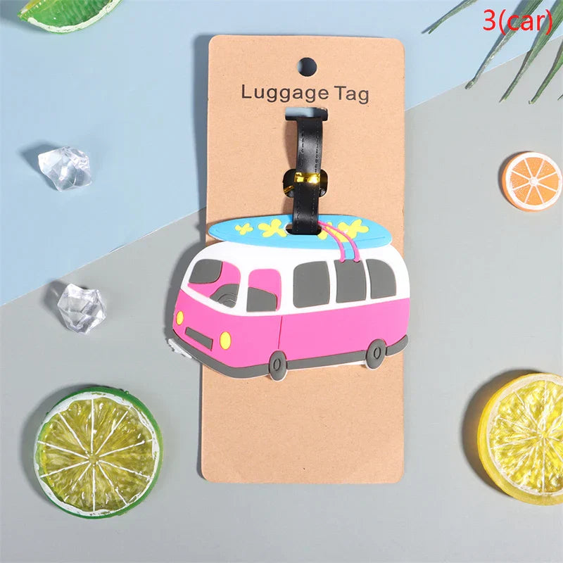 1PC Cute Cartoon Hawaiian Flamingo Silicone Luggage Tag