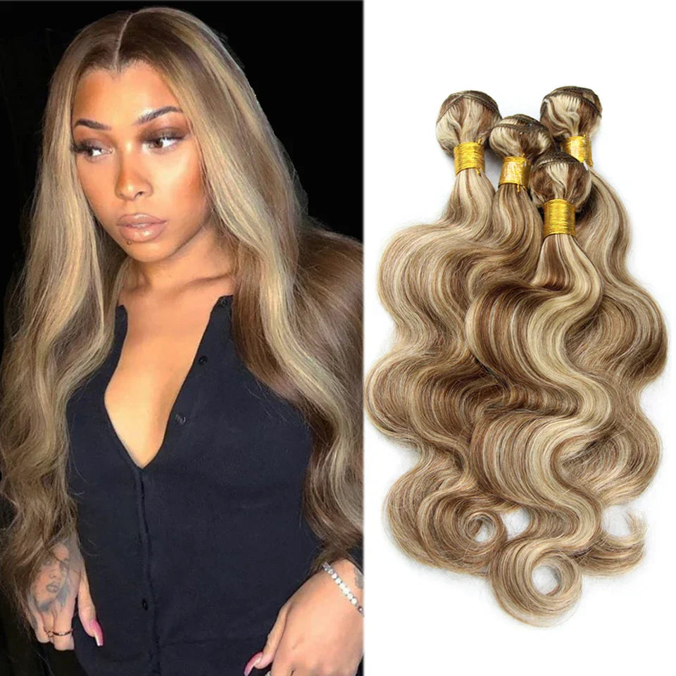 Piano Color P4/613 Highlight Bundles And Closure Remy